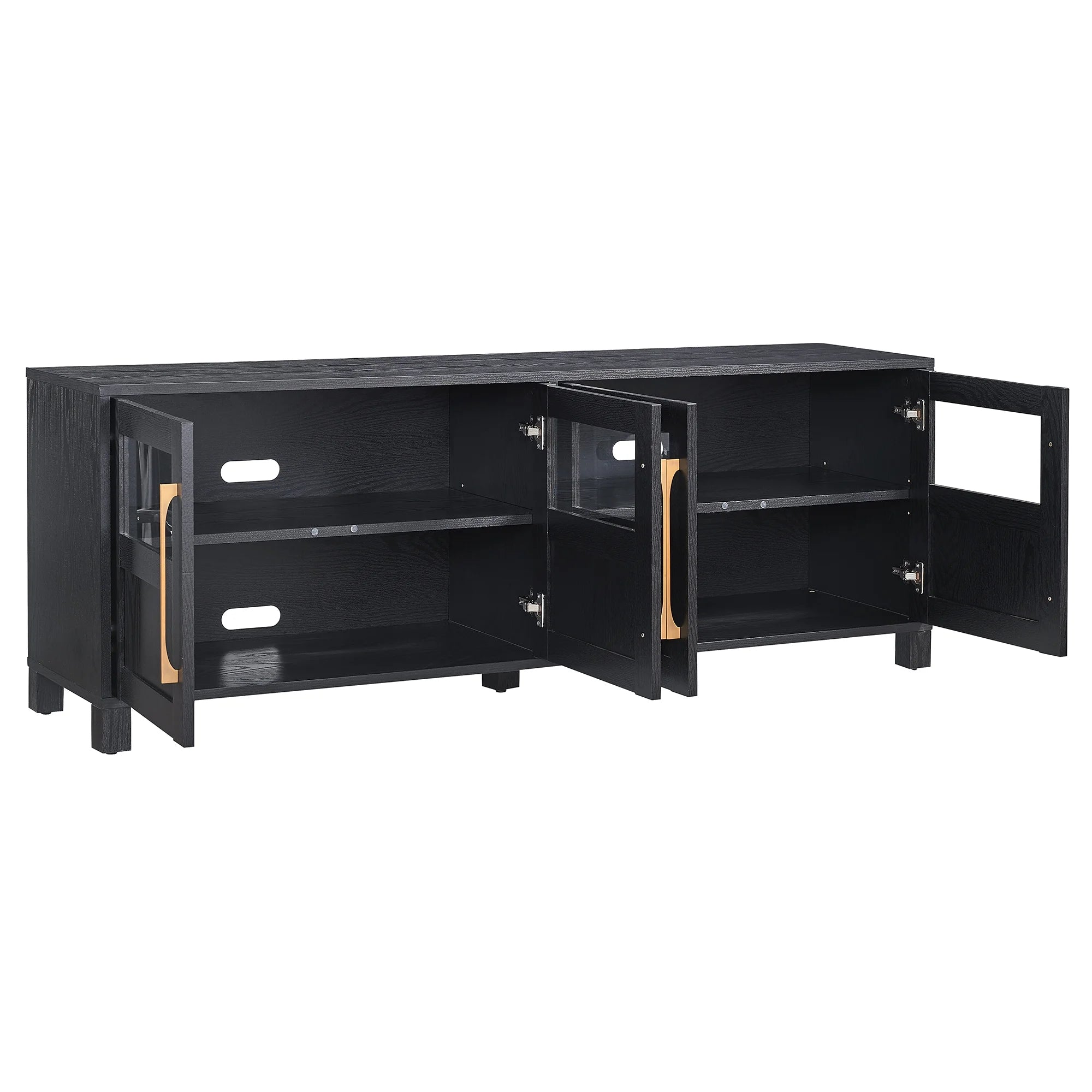 Rectangular TV Stand for Screens up to 75", Black Grain