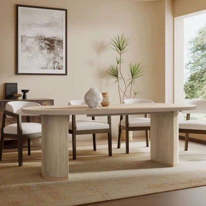 Krisslyn Oval Wood Dining Table with Double Pedestal Base