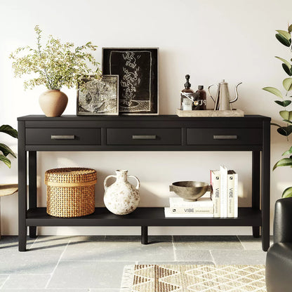 Modern Living Room Console Table – 59" Wide Sideboard with 3 Drawers