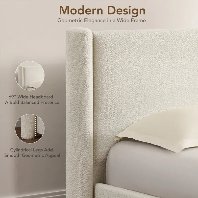Boucle-Style Waterproof Upholstered Bed