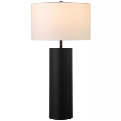 Blackened Bronze Table Lamp with Fabric Shade