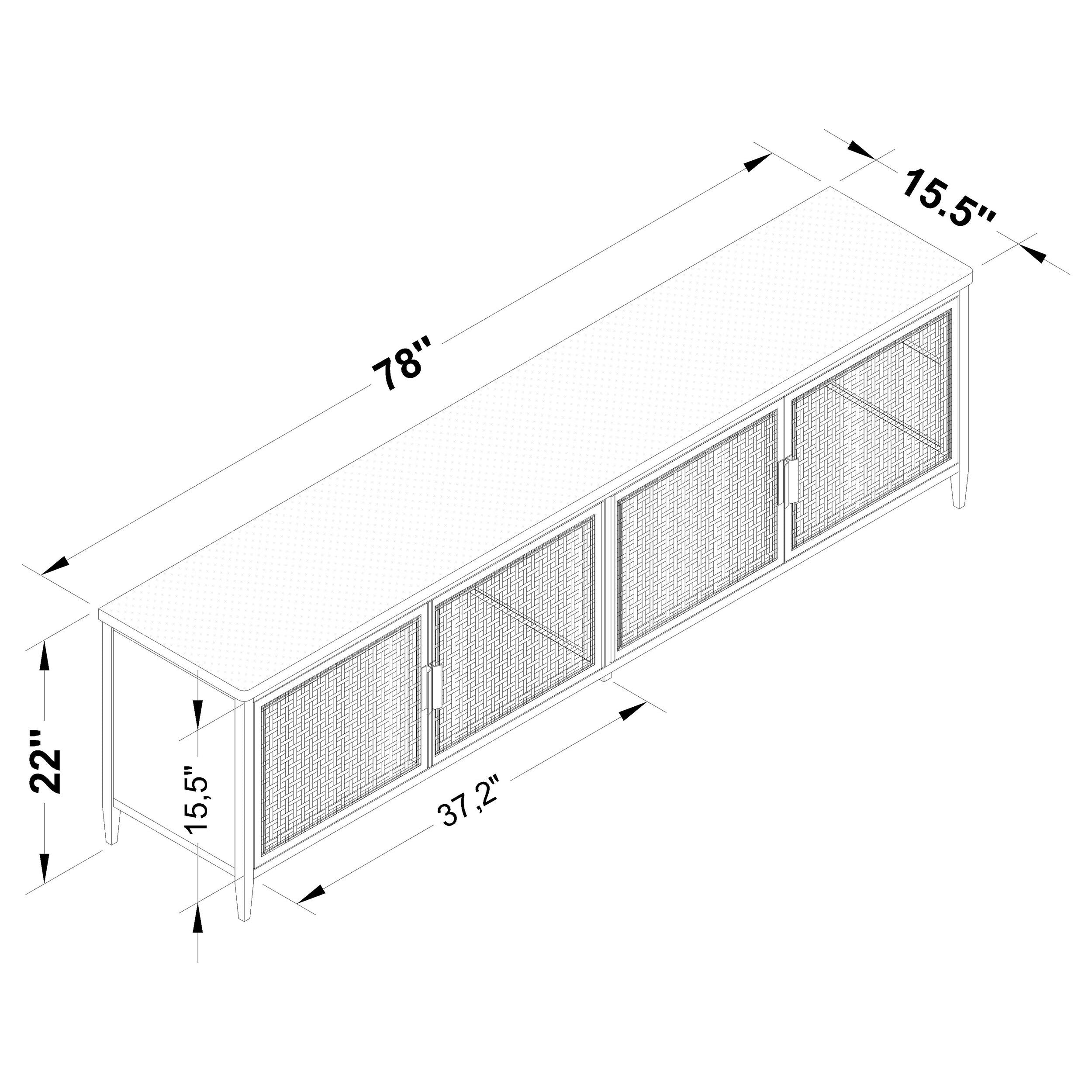 4-Door 78-Inch Metal Tv Stand Media Console Black