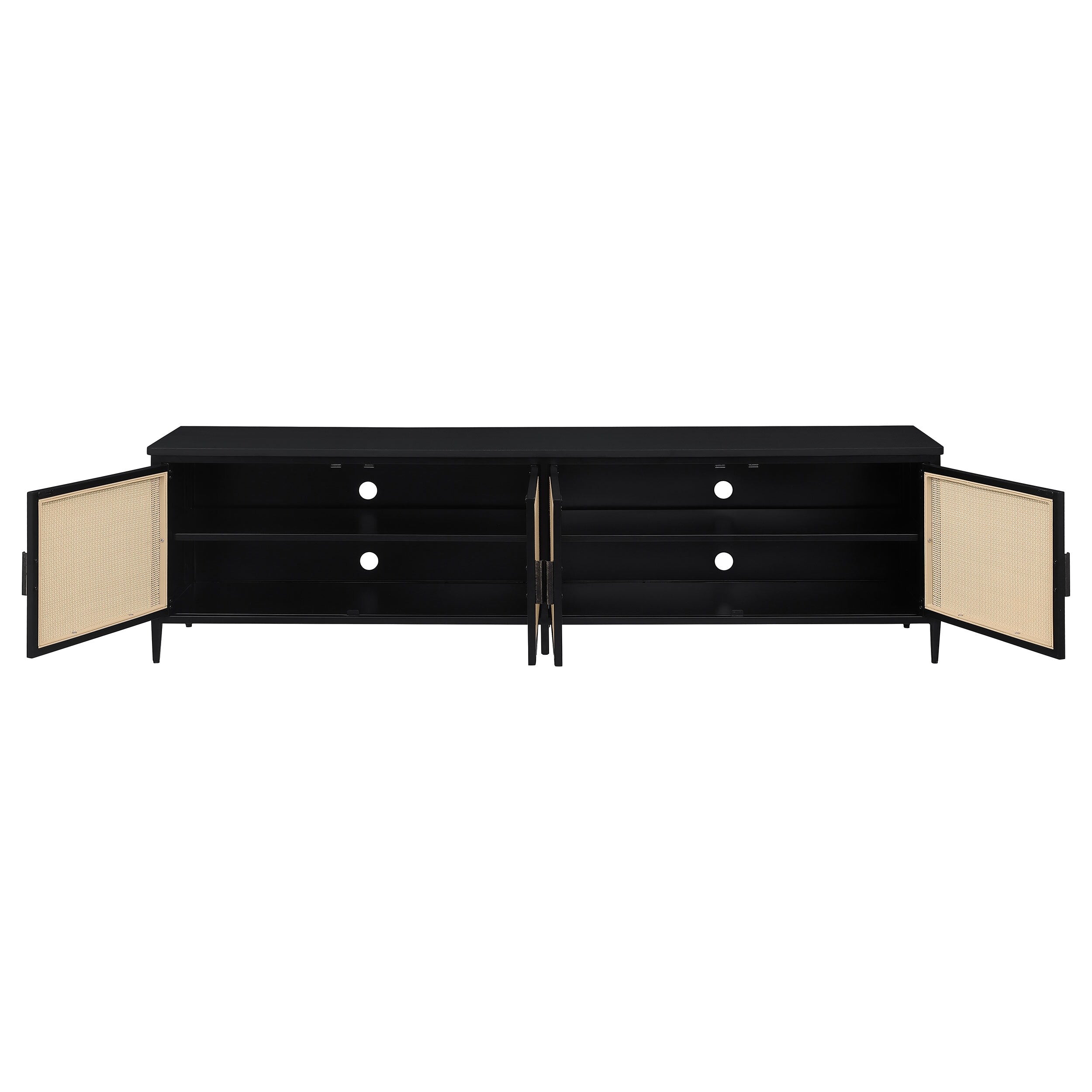 4-Door 78-Inch Metal Tv Stand Media Console Black