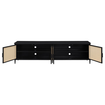 4-Door 78-Inch Metal Tv Stand Media Console Black