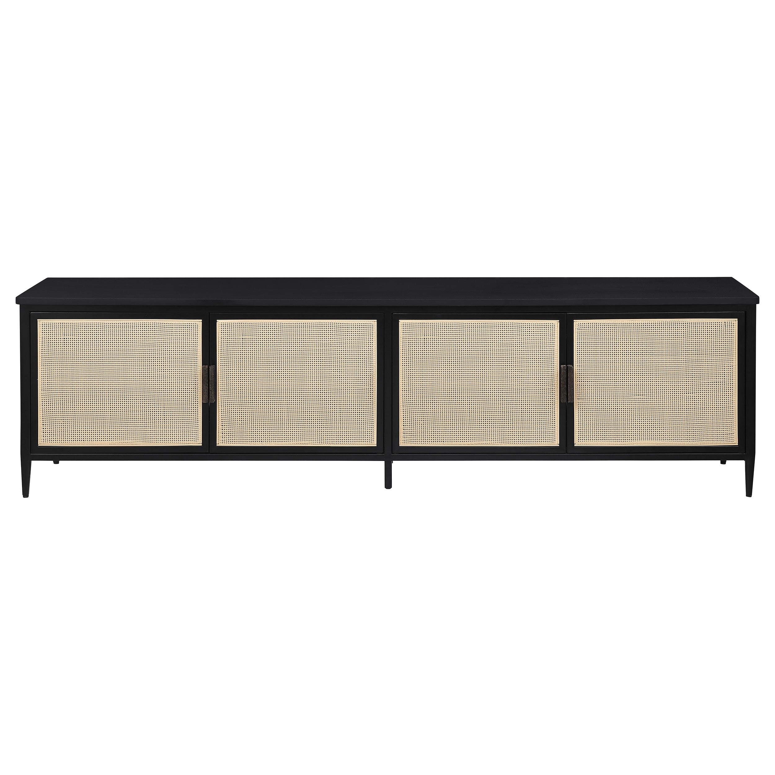 4-Door 78-Inch Metal Tv Stand Media Console Black