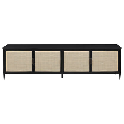 4-Door 78-Inch Metal Tv Stand Media Console Black