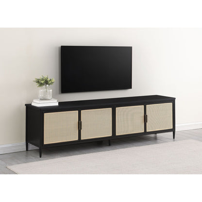 4-Door 78-Inch Metal Tv Stand Media Console Black