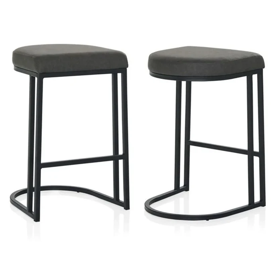 Hommeco Dome Backless Leather Counter Stool Fully Assembled (Set of 2)