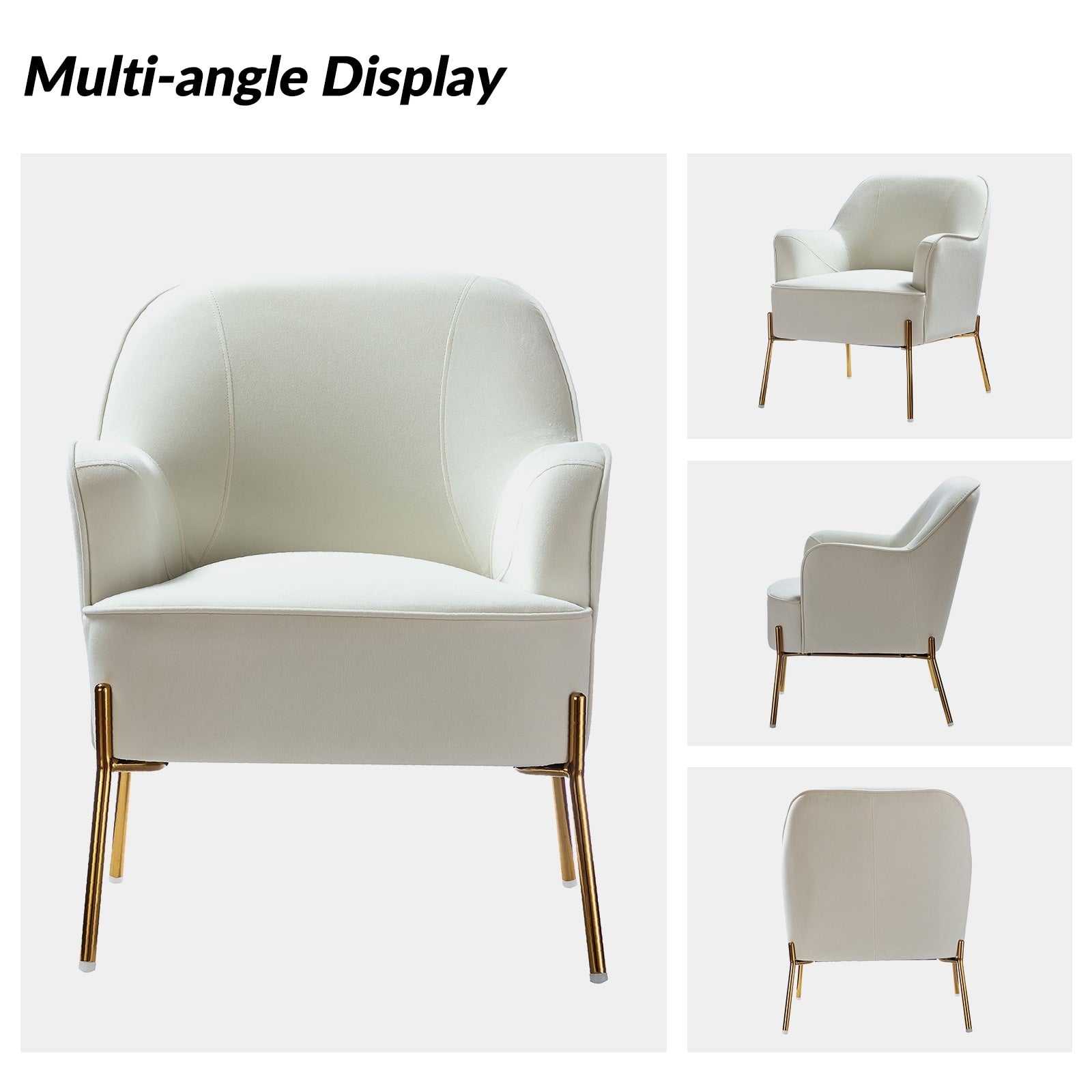 Modern Velvet Accent Chair for Bedroom with Metal Legs