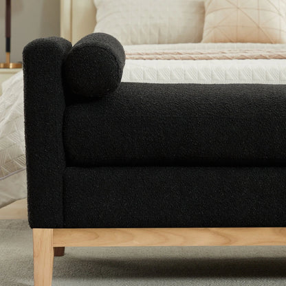Hommeco Bedroom Bench with Solid Wood Legs & Pillows