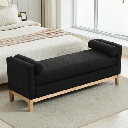Hommeco Bedroom Bench with Solid Wood Legs & Pillows