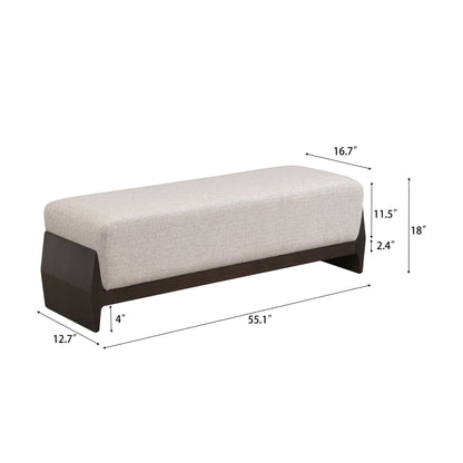 Hommeco Modern Rubber Wood Upholstered Bench - Thick Soft Cushion