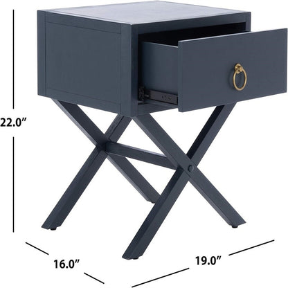 Navy and Gold 1 Drawer Nightstand