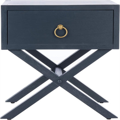 Navy and Gold 1 Drawer Nightstand