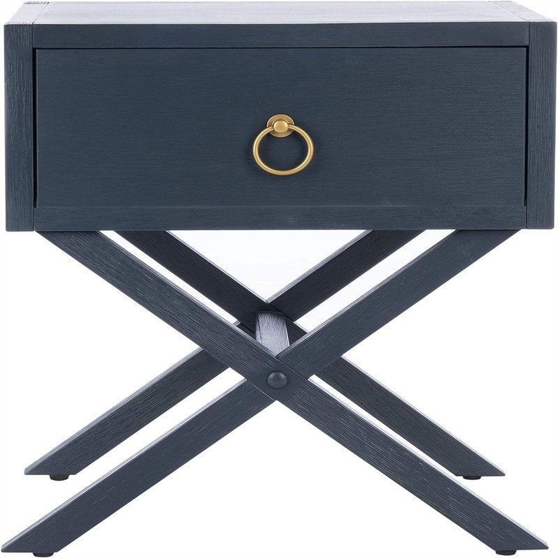 Navy and Gold 1 Drawer Nightstand