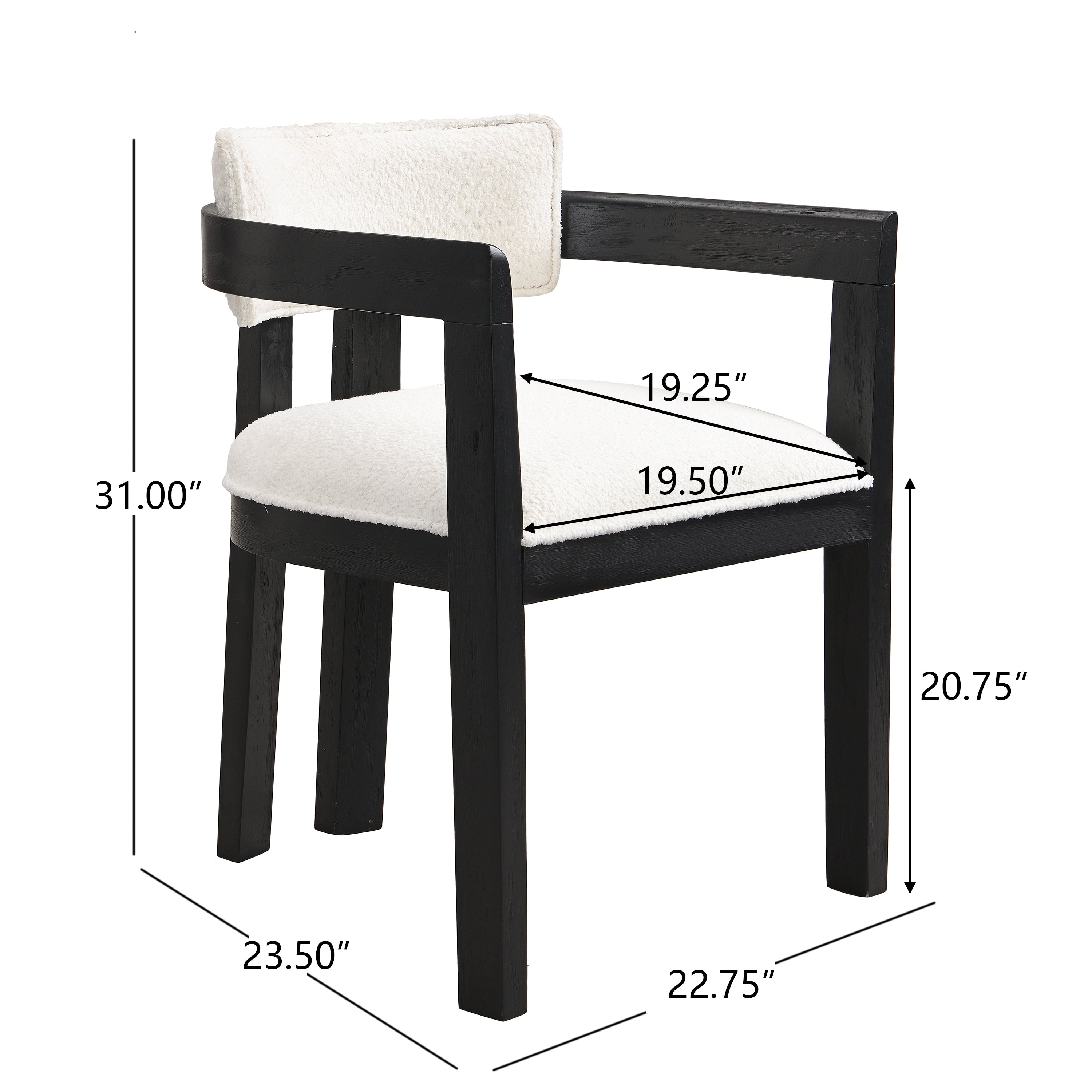 Modern Dining Chair with Armrest and Solid Wood Frame by