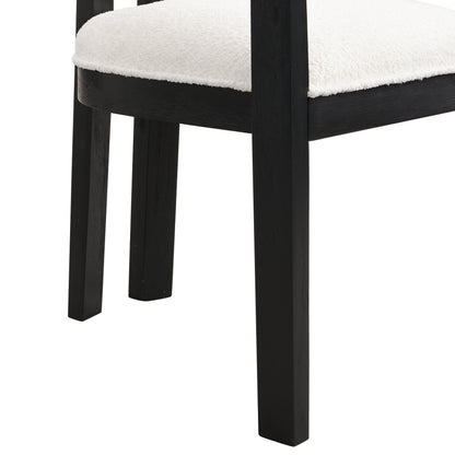 Modern Dining Chair with Armrest and Solid Wood Frame by