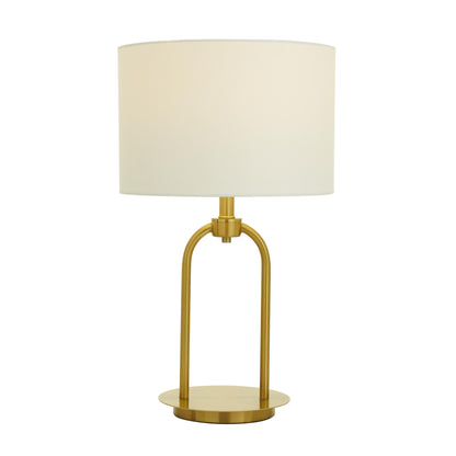 19" Arched Gold Table Lamp with White Linen Shade