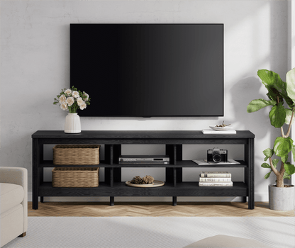 Hommeco TV Console with 6 Storage for Living Room, Fits up to 75 Inch TV