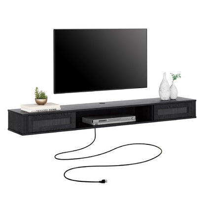 Sleek Floating TV Stand Shelf with Built-In Power Outlet for Modern Living Spaces