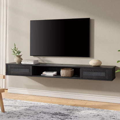 Sleek Floating TV Stand Shelf with Built-In Power Outlet for Modern Living Spaces