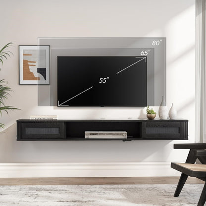 Sleek Floating TV Stand Shelf with Built-In Power Outlet for Modern Living Spaces