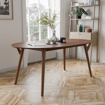 Mid-Century Modern Walnut 7-Piece Dining Table Set