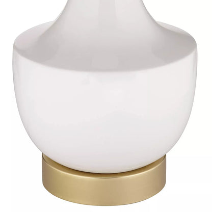 Nesbit White Ceramic & Gold Table Lamps (Set of 2) with USB Port