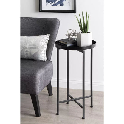 Round Metal Foldable Tray Accent Table