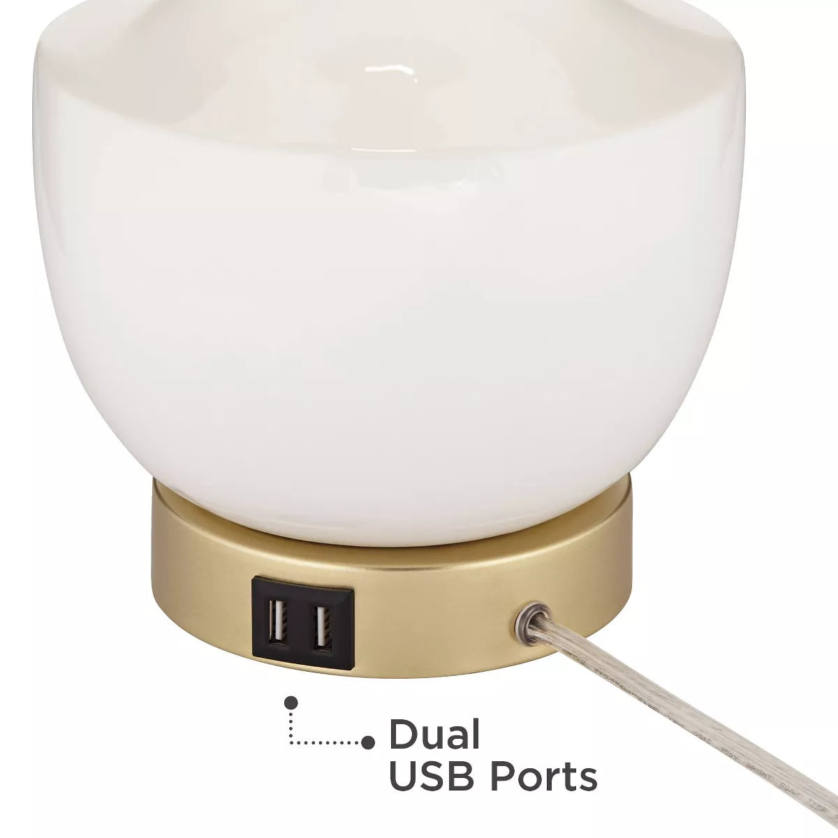 Nesbit White Ceramic & Gold Table Lamps (Set of 2) with USB Port
