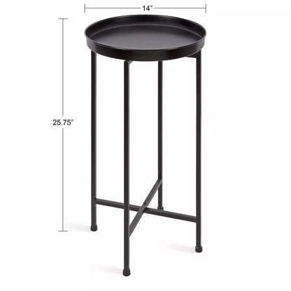 Round Metal Foldable Tray Accent Table