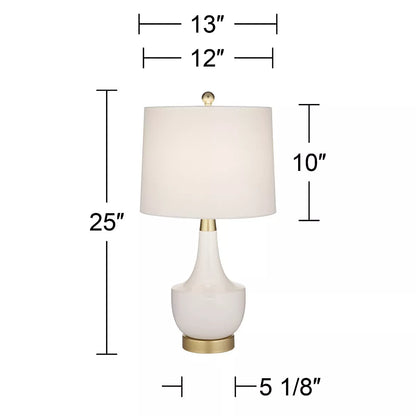 Nesbit White Ceramic & Gold Table Lamps (Set of 2) with USB Port