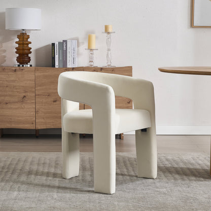 Modern Velvet Upholstered Side Armchair for Living Room, Ivory