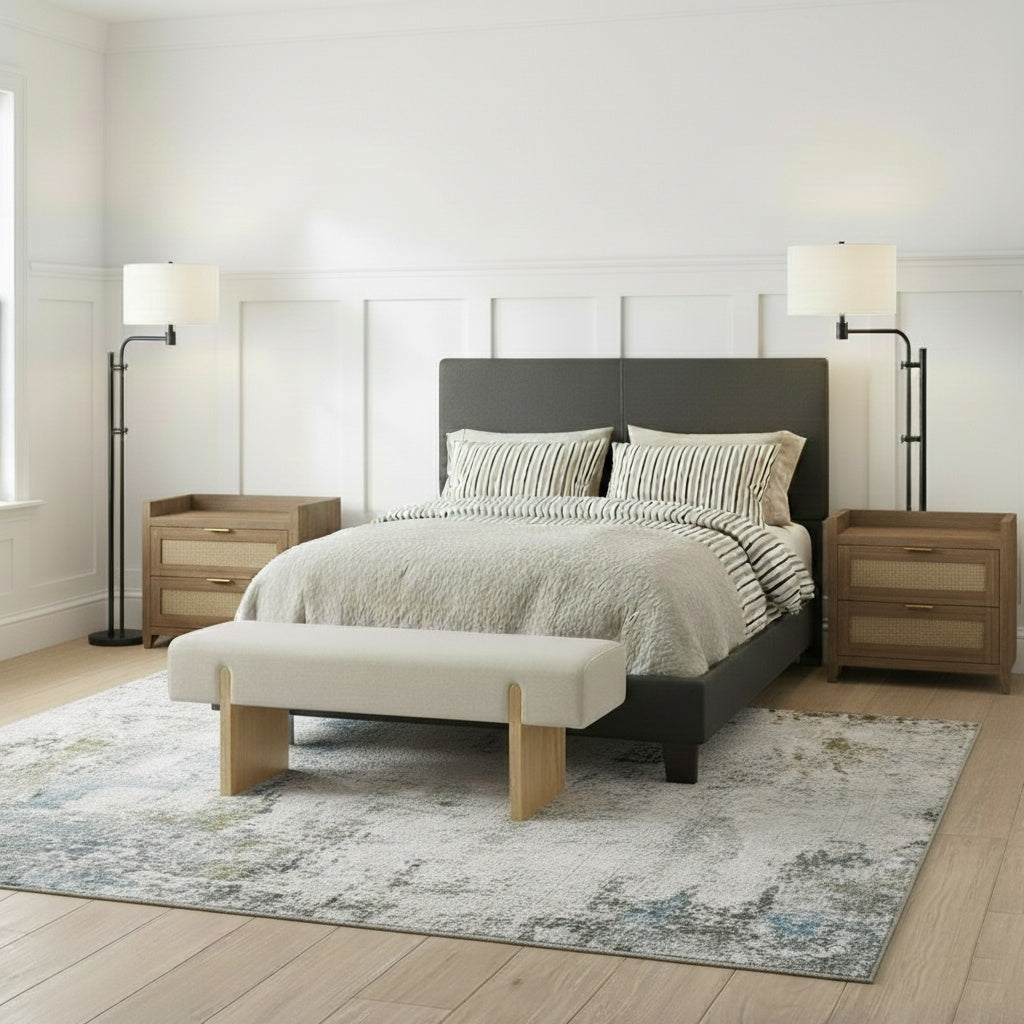 Hommeco 55" W Upholstered Accent Bench with Solid Wood Leg