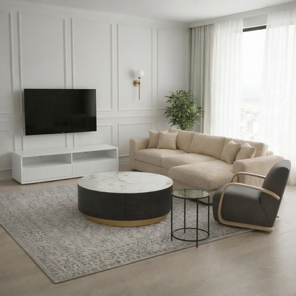 Hommeco 71" White TV Stand & Media Console