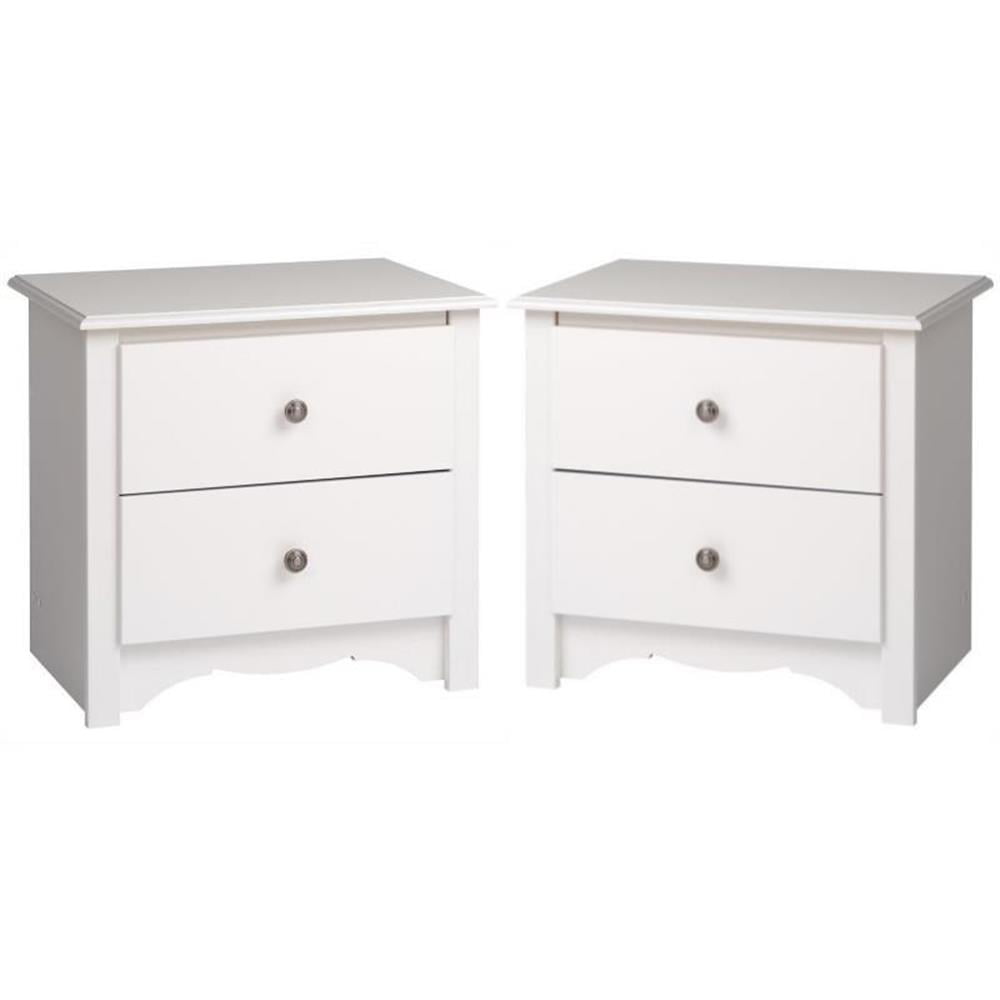 2-Piece Furniture 2-Drawer Night Stand Set in White