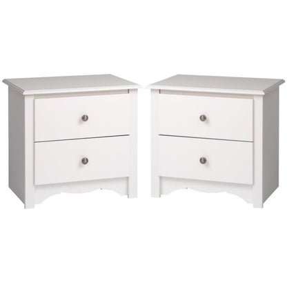 2-Piece Furniture 2-Drawer Night Stand Set in White