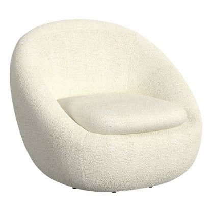 White Sherpa Swivel Barrel Chair - Round Oversized Comfy Armchair