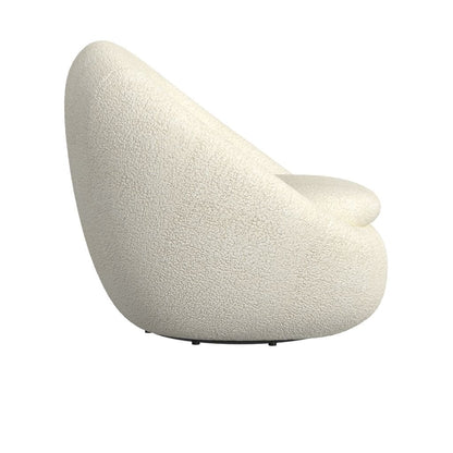 Round Barrel Shape Swivel Chair-White Sherpa
