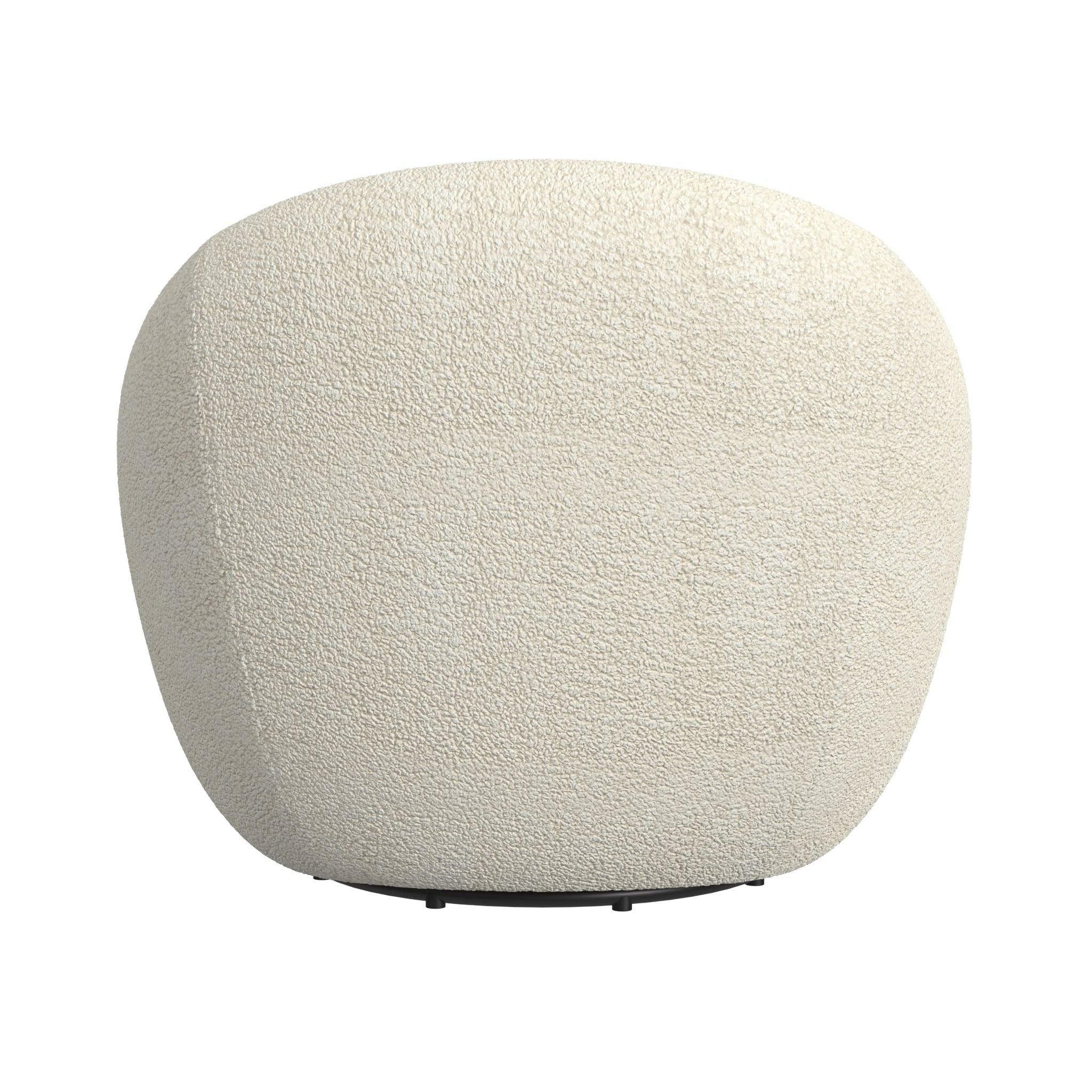 Round Barrel Shape Swivel Chair-White Sherpa