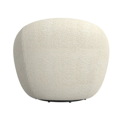 Round Barrel Shape Swivel Chair-White Sherpa