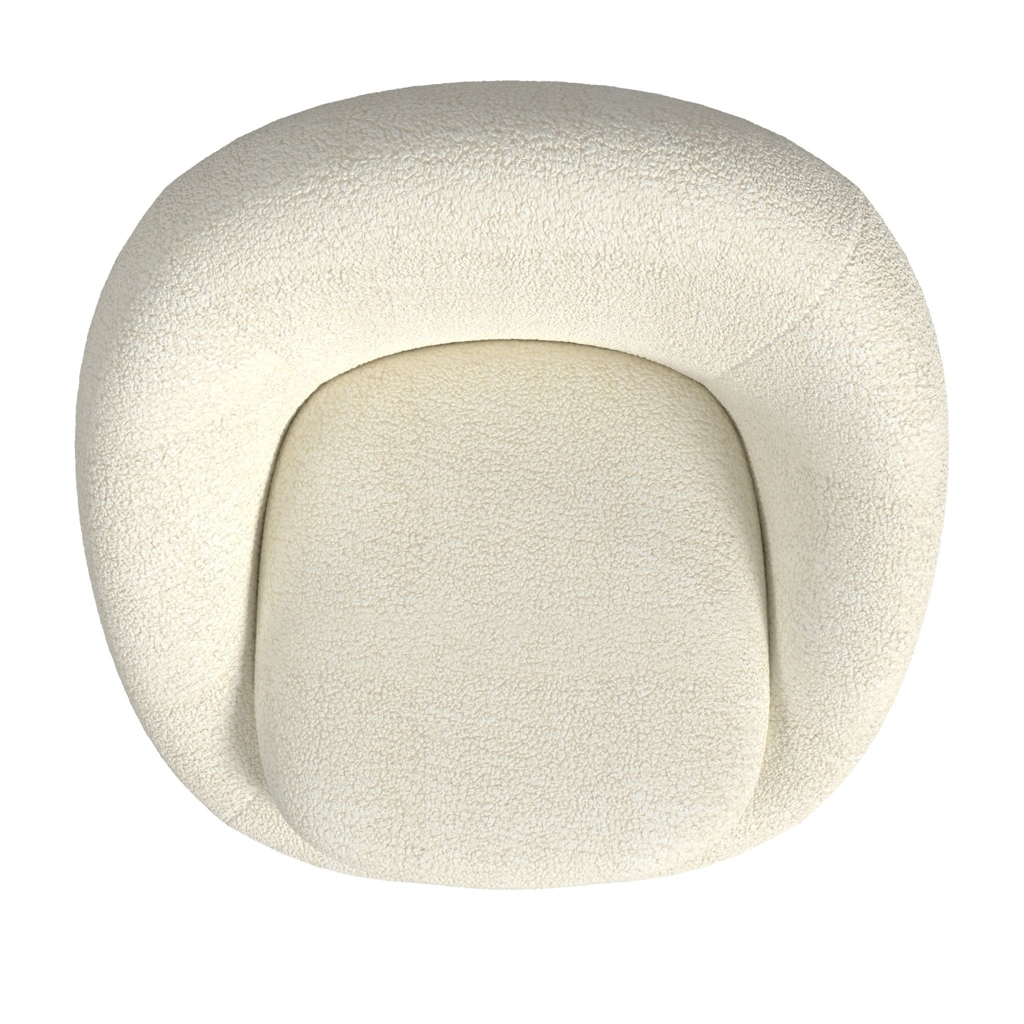 Round Barrel Shape Swivel Chair-White Sherpa