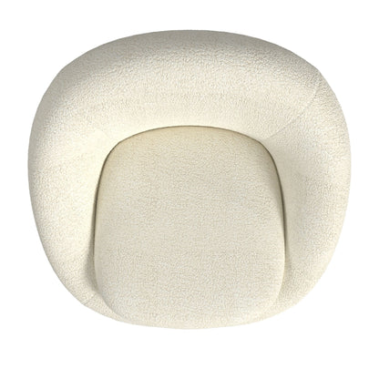 Round Barrel Shape Swivel Chair-White Sherpa