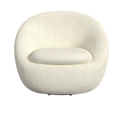 Round Barrel Shape Swivel Chair-White Sherpa