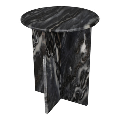 Hommeco 17.75" Contemporary Natural Marble X-Shaped End Table - Handmade Black & Gray