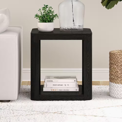 Hommeco Kellan 20 In. Black Grain Square MDF Top End Table
