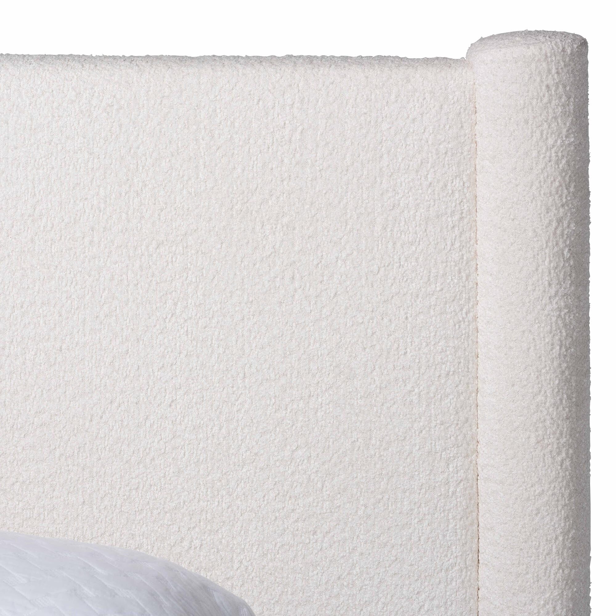 Laria Modern White Teddy-Bear Fabric Platform Bed