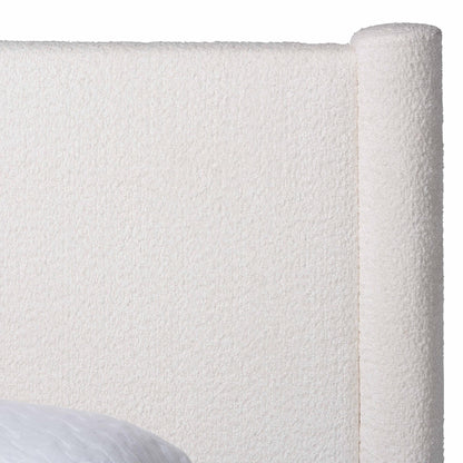 Laria Modern White Teddy-Bear Fabric Platform Bed