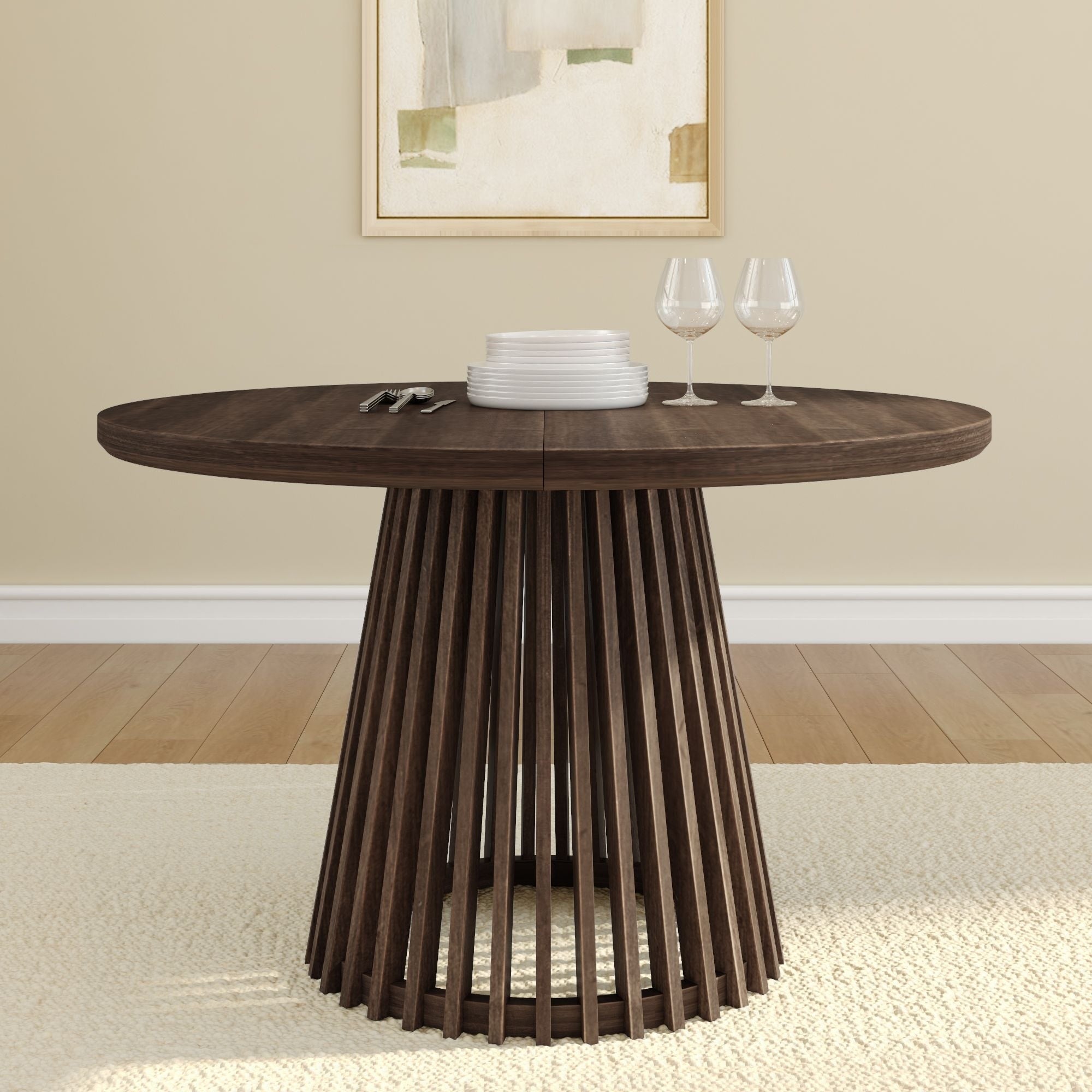 Solid Wood round 47" Pedestal Dining Table