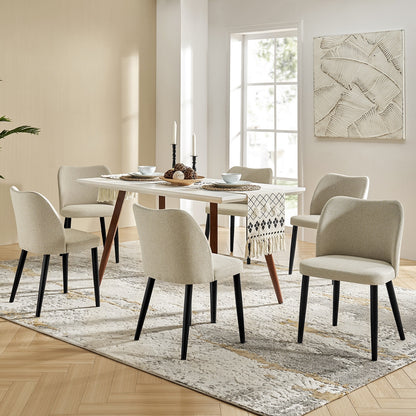 Modern Ergonomic Backrest Dining Chair with Solid Wood Legs and Tool-Free Assembly Set of 6 by